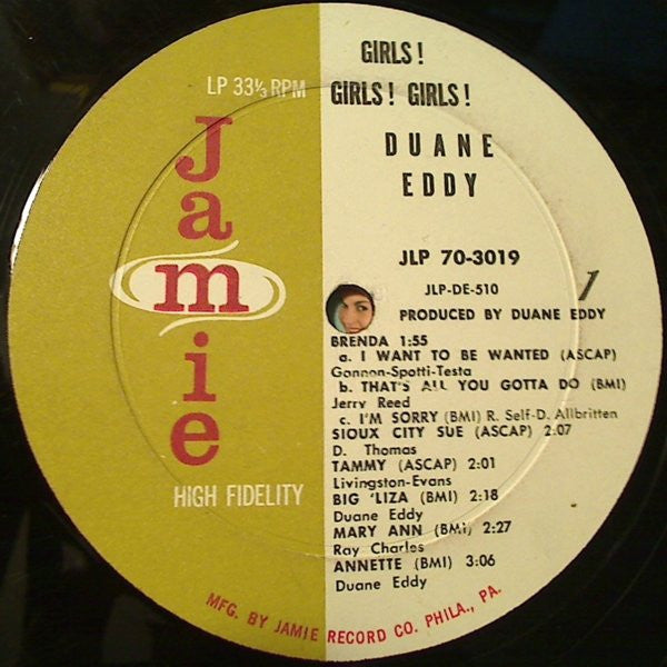 Duane Eddy : Girls! Girls! Girls! (LP,Album,Mono)