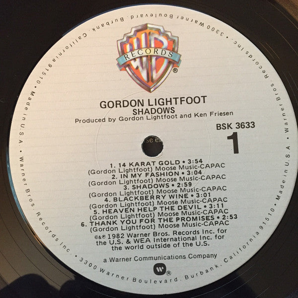 Gordon Lightfoot : Shadows (LP,Album)
