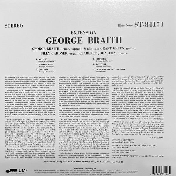 George Braith : Extension (LP,Album,Reissue,Stereo)