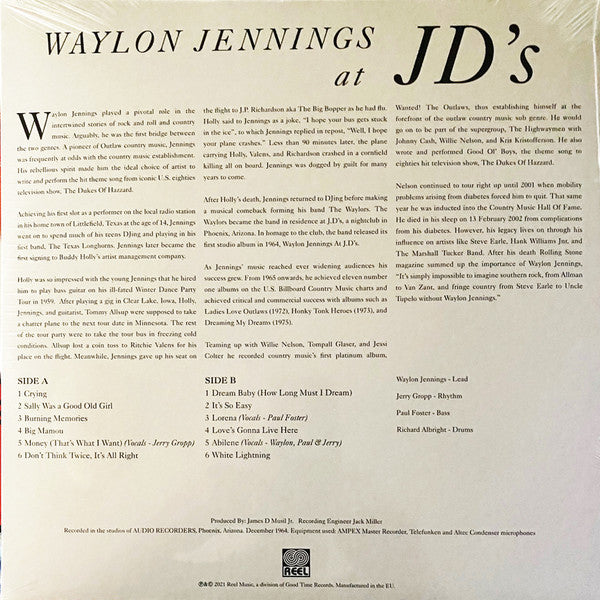 Waylon Jennings : At JD's (LP,Album,Record Store Day,Reissue)