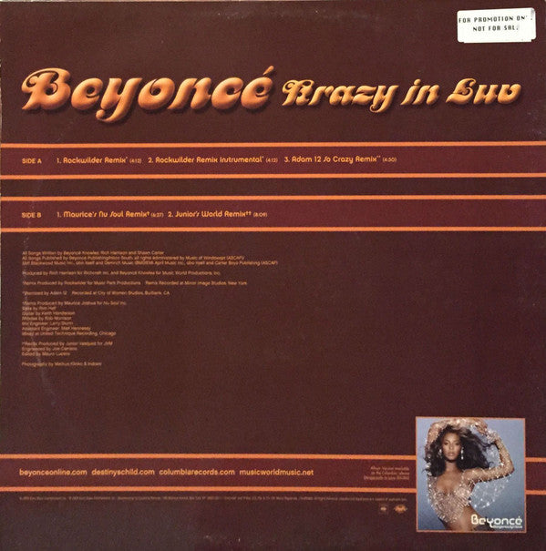 Beyoncé : Krazy In Luv (12",33 ⅓ RPM,Single)