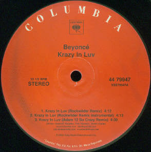 Beyoncé : Krazy In Luv (12",33 ⅓ RPM,Single)