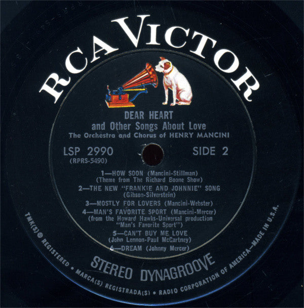 Henry Mancini And His Orchestra And Henry Mancini Chorus, The : Dear Heart And Other Songs About Love (LP,Album,Stereo)