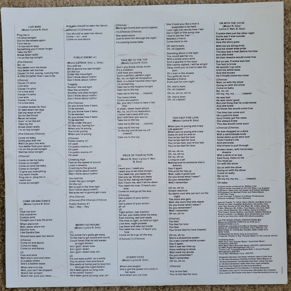 Mötley Crüe : Too Fast For Love (LP,Album,Reissue,Remastered)