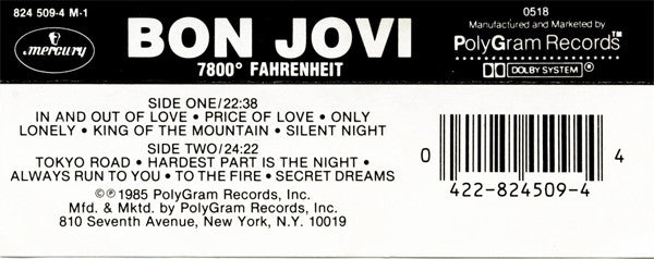 Bon Jovi : 7800° Fahrenheit (Album)