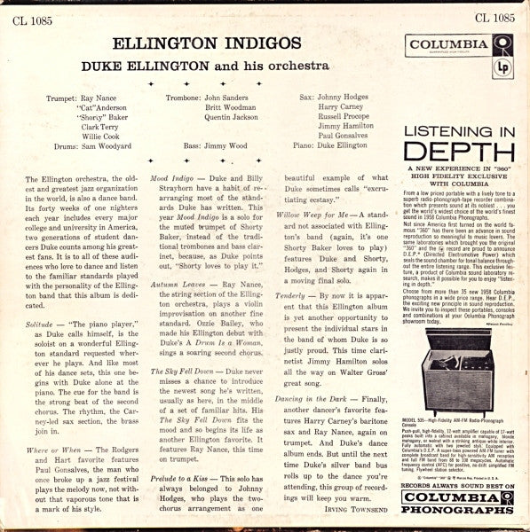 Duke Ellington And His Orchestra : Ellington Indigos (LP,Album,Mono)