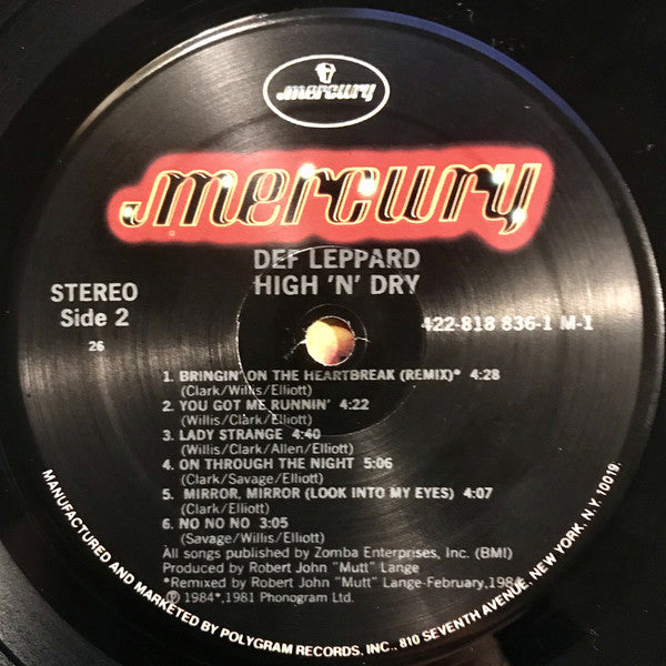 Def Leppard : High 'N' Dry (LP,Album,Reissue)