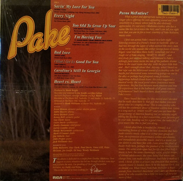 Pake McEntire : Too Old To Grow Up Now (LP,Album)