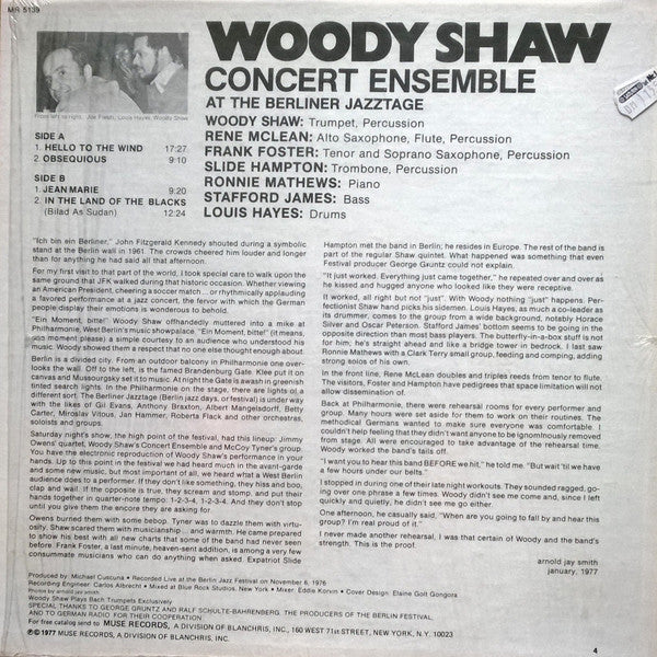 Woody Shaw Concert Ensemble, The / Frank Foster, Rene McLean, Slide Hampton, Ronnie Mathews, Stafford James, Louis Hayes : At The Berliner Jazztage (LP,Album)