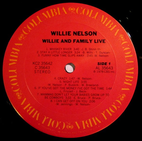 Willie Nelson : Willie And Family Live (LP,Album,Stereo)
