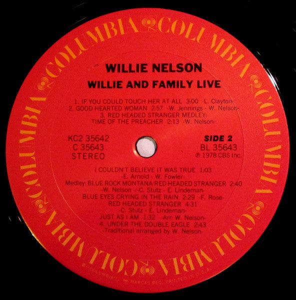 Willie Nelson : Willie And Family Live (LP,Album,Stereo)