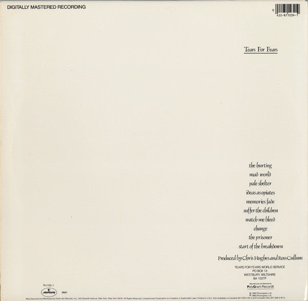 Tears For Fears : The Hurting (LP,Album,Reissue)