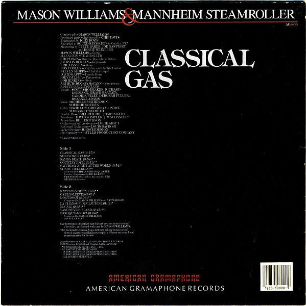 Mason Williams & Mannheim Steamroller : Classical Gas (LP,Album)