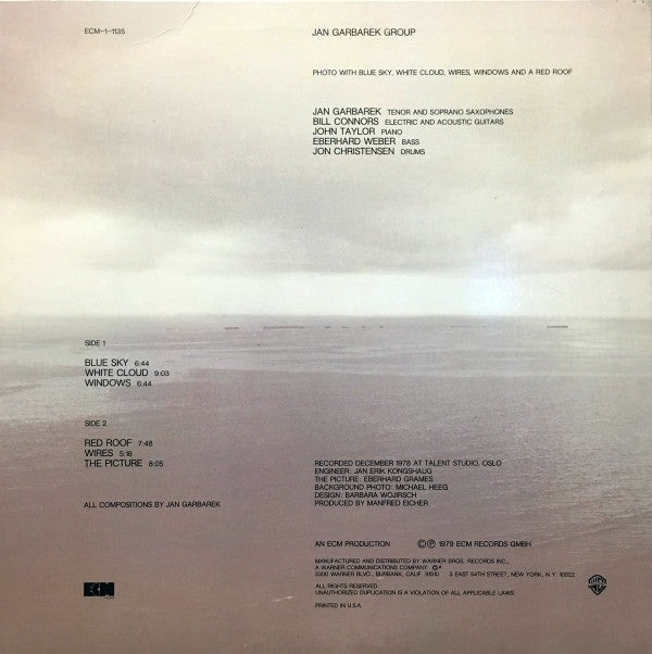 Jan Garbarek Group : Photo With Blue Sky, White Cloud, Wires, Windows And A Red Roof (LP,Album)