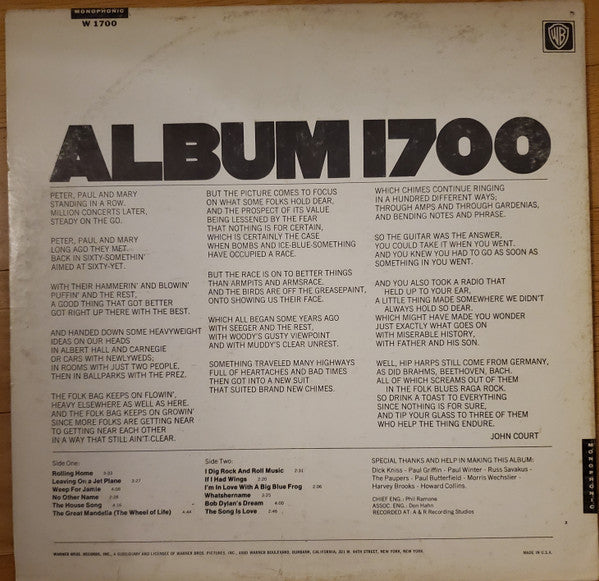 Peter, Paul & Mary : Album 1700 (LP,Album,Mono)