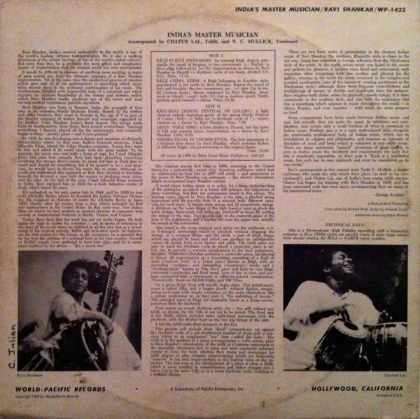Ravi Shankar : India's Master Musician (LP,Album,Repress,Mono)
