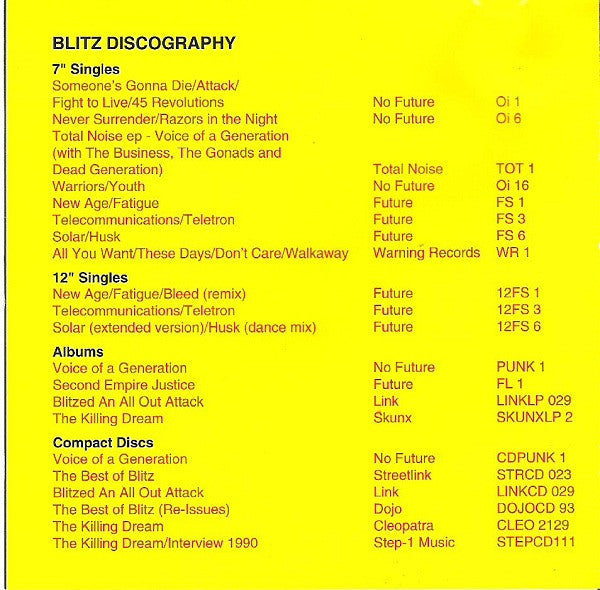 Blitz (3) : The Killing Dream (Album,Reissue)