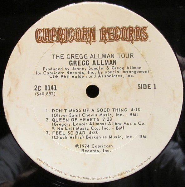 Gregg Allman With Cowboy (6) / Scott Boyer & Tommy Talton : The Gregg Allman Tour  (LP,Album)