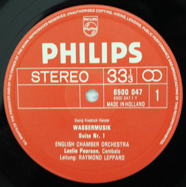 Georg Friedrich Händel, English Chamber Orchestra, Raymond Leppard : Water Music (LP,Album,Stereo)