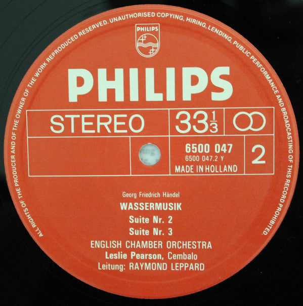 Georg Friedrich Händel, English Chamber Orchestra, Raymond Leppard : Water Music (LP,Album,Stereo)