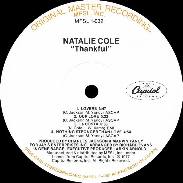 Natalie Cole : Thankful (LP,Album,Limited Edition,Reissue,Remastered,Stereo)