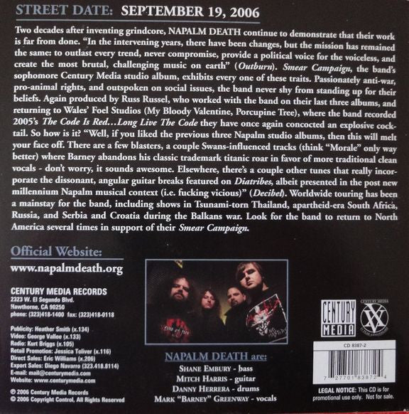 Napalm Death : Smear Campaign (Album,Promo)