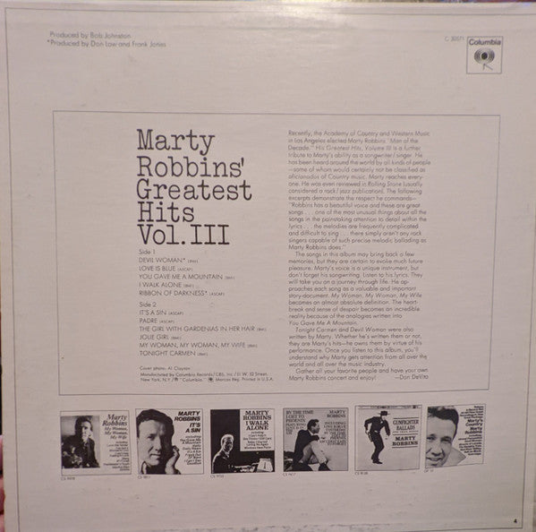 Marty Robbins : Marty Robbins' Greatest Hits Vol. III (LP,Compilation)