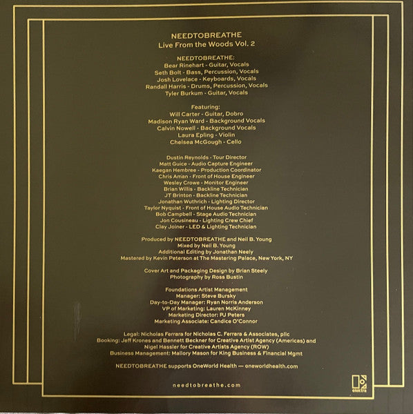 NEEDTOBREATHE : Live From The Woods Vol. 2 (LP)