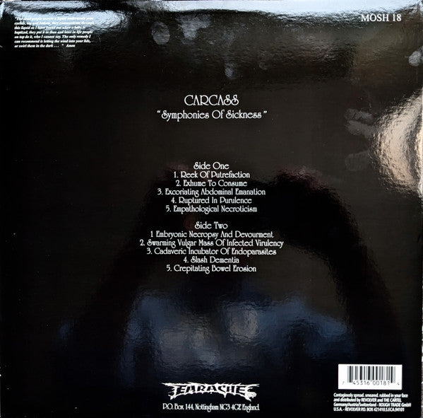 Carcass : Symphonies Of Sickness (LP,Album,Limited Edition,Reissue)
