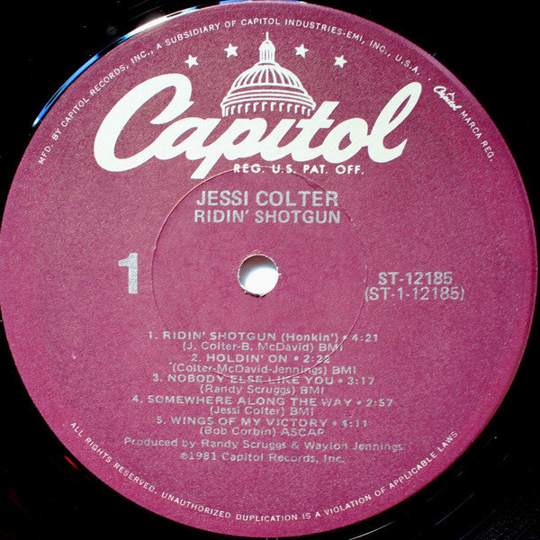 Jessi Colter : Ridin' Shotgun (LP,Album)