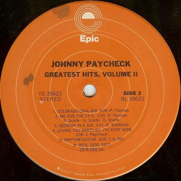 Johnny Paycheck : Greatest Hits, Volume 2 (LP,Compilation)
