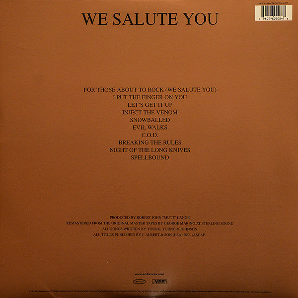 AC/DC : For Those About To Rock We Salute You (LP,Album,Reissue,Remastered,Stereo)