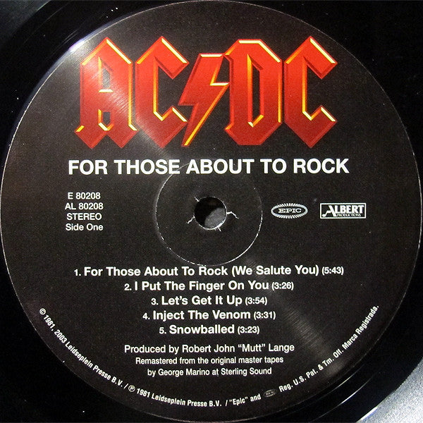 AC/DC : For Those About To Rock We Salute You (LP,Album,Reissue,Remastered,Stereo)