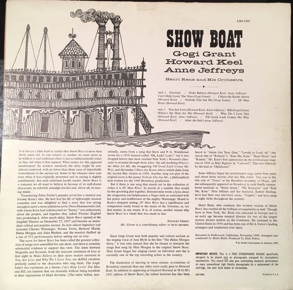 Henri René And His Orchestra : Show Boat (LP,Stereo)