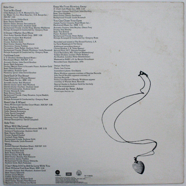 Linda Ronstadt : Heart Like A Wheel (LP,Album,Club Edition)