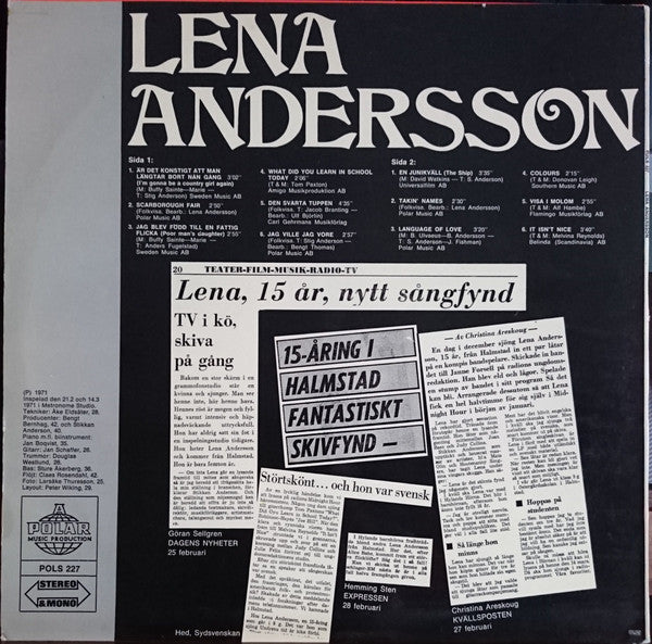 Lena Andersson : Lena, 15 (LP,Album)