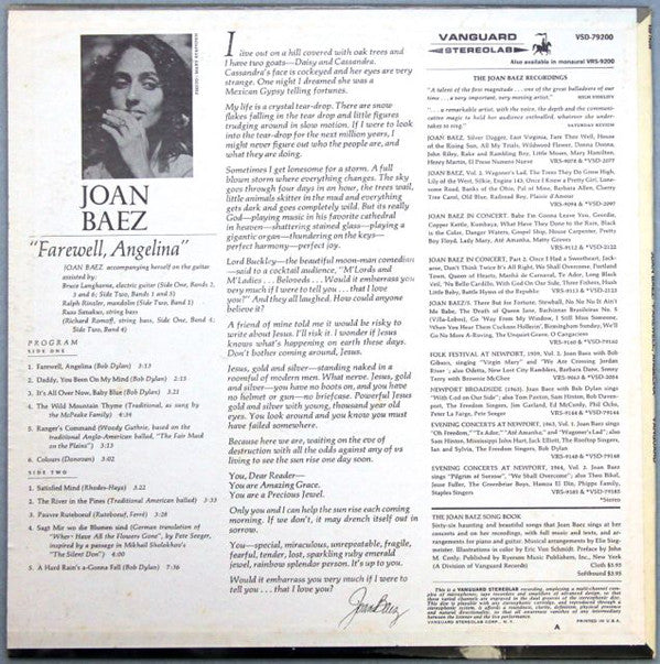 Joan Baez : Farewell, Angelina (LP,Album,Stereo)