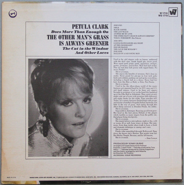 Petula Clark : The Other Man's Grass Is Always Greener (LP,Album,Stereo)