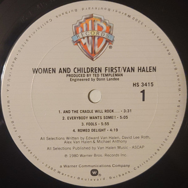 Van Halen : Women And Children First (LP,Album,Club Edition)