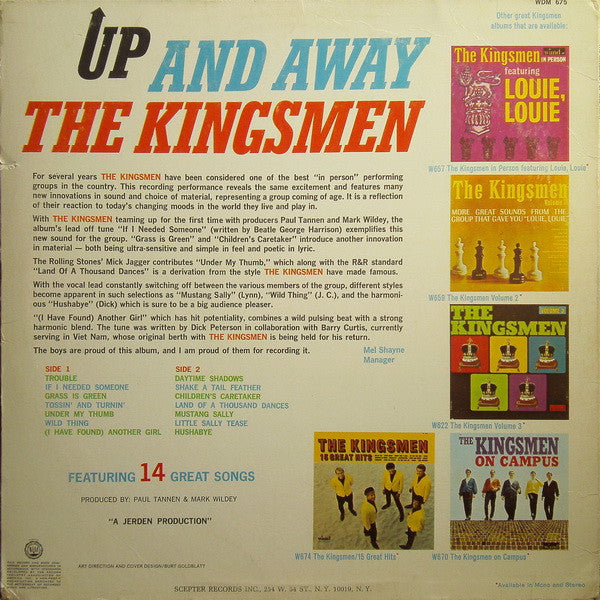 Kingsmen, The : Up And Away (LP,Album,Mono)
