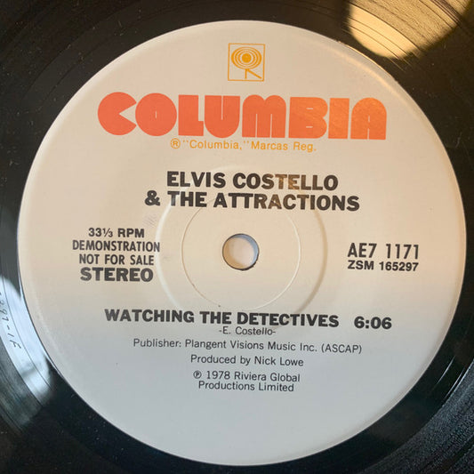 Elvis Costello & The Attractions : Accidents Will Happen / Alison (7",33 ⅓ RPM,Promo,Stereo)