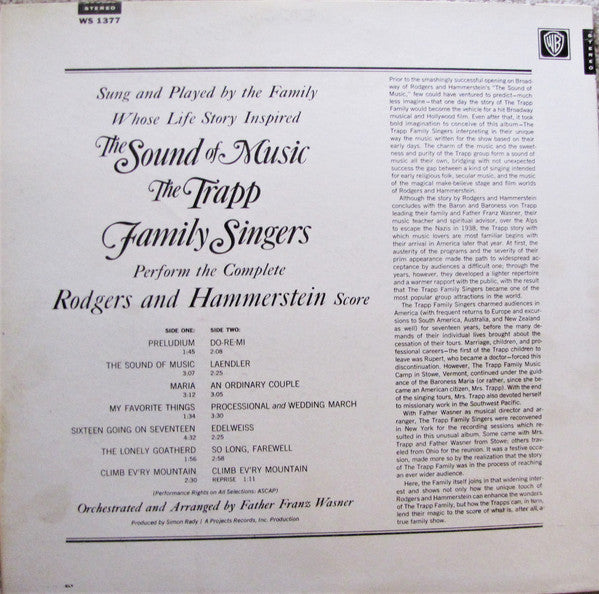 Trapp Family Singers And Chorus, The : The Sound Of Music (LP,Stereo)