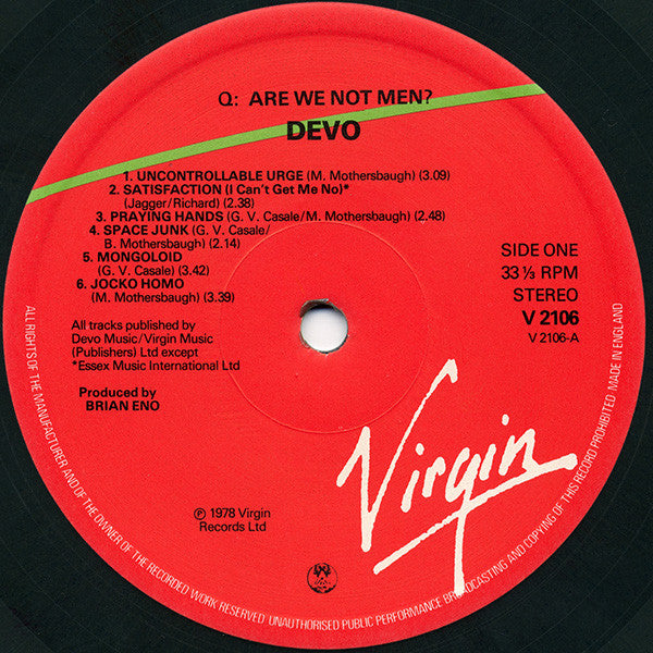 Devo : Q: Are We Not Men? A: We Are Devo! (LP,Album,Stereo)