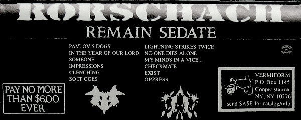 Rorschach (2) : Remain Sedate (Album)