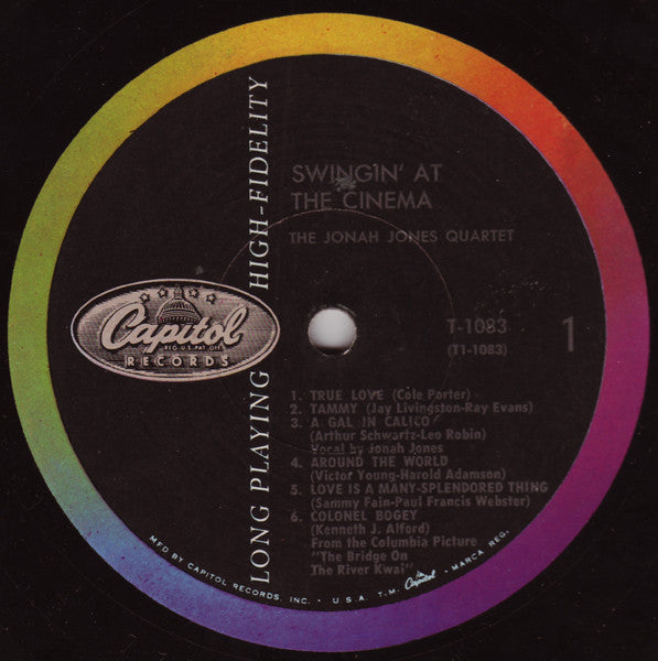 Jonah Jones Quartet, The : Swingin' At The Cinema (Hit Songs From Top Hollywood Films) (LP,Album,Mono)