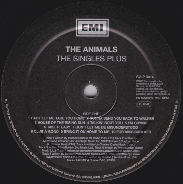 Animals, The : The Singles Plus (LP,Compilation,Reissue)