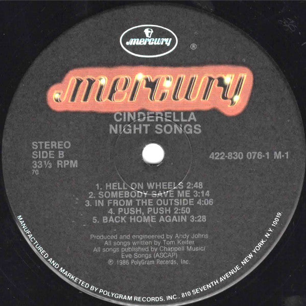Cinderella (3) : Night Songs (LP,Album)
