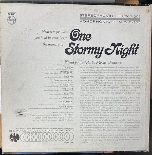 Mystic Moods Orchestra, The : One Stormy Night (LP,Album,Stereo)