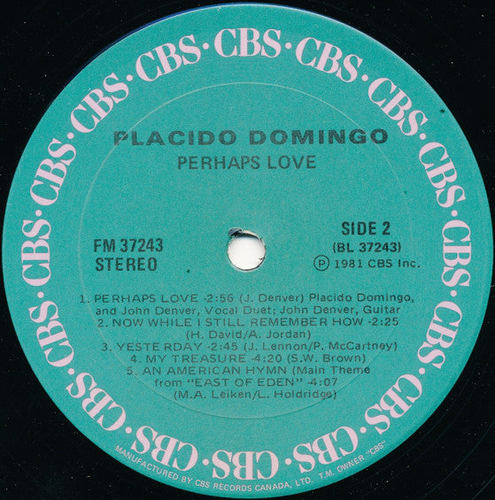 Placido Domingo With John Denver : Perhaps Love (LP,Album)