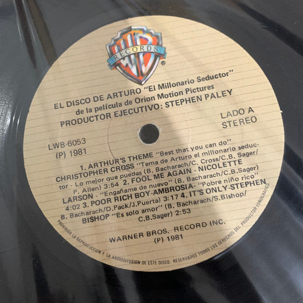 Various : Arthur The Original Soundtrack / El Disco De "Arturo" (El Millionario Seductor) (LP,Album)